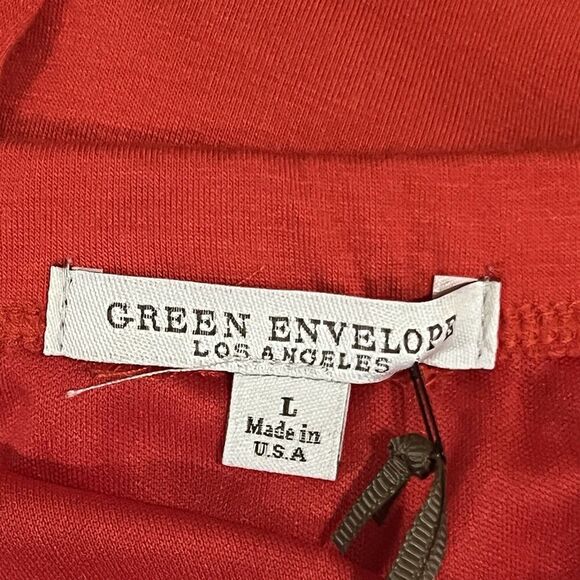Green Envelope Womens Size Large Orange Ruched Sides Midi Skirt - Picture 3 of 3